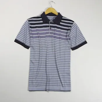 

100% Silk Men's Striped Polo Shirt Collar T-Shirts Short Sleeve L-3XL OT001
