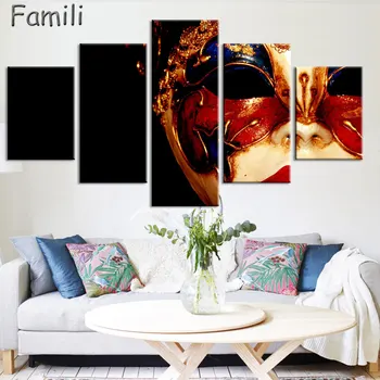 

Chinese Decorative Masks HD Canvas Prints 5 Pieces Painting Wall Art Home Decor Panels For Living Room No Frame