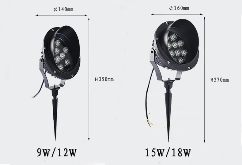 10 шт светодиодный газон лампы 3 W 5 W 6 W 9 W 12 W 15 W 18 W 24 w 36 w 48 w IP67 Водонепроницаемый открытый садовый прожектор Спайк светодиодный светильник