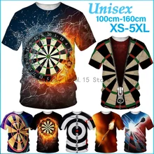 

New 3D T Shirts Dart Board T-Shirt Darts Throw Game Graphic Tee T Shirts Funny Summer Hort Sleeve Shirts for Men