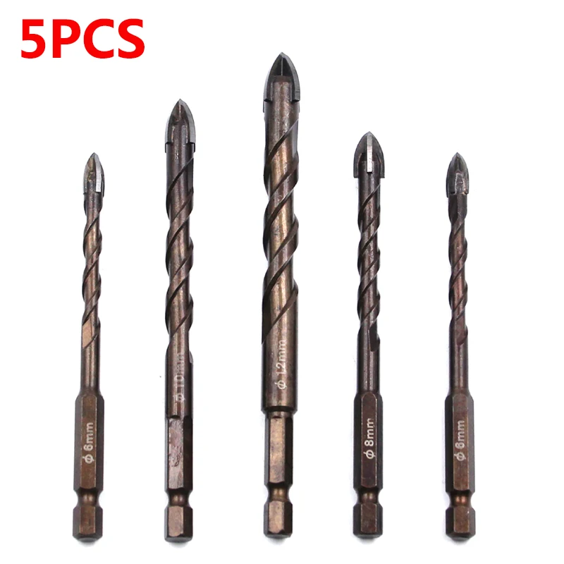 Opener Concrete-Hole Drill-Size Ceramic Glass Triangle Alloy 5pcs Bits Cross-Hex-Tile