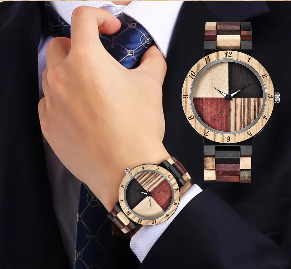 Дропшиппинг, Креативные мужские часы из натурального дерева, ручной работы, бамбуковые, новые модные мужские и женские часы, деревянный браслет, кварцевые наручные часы
