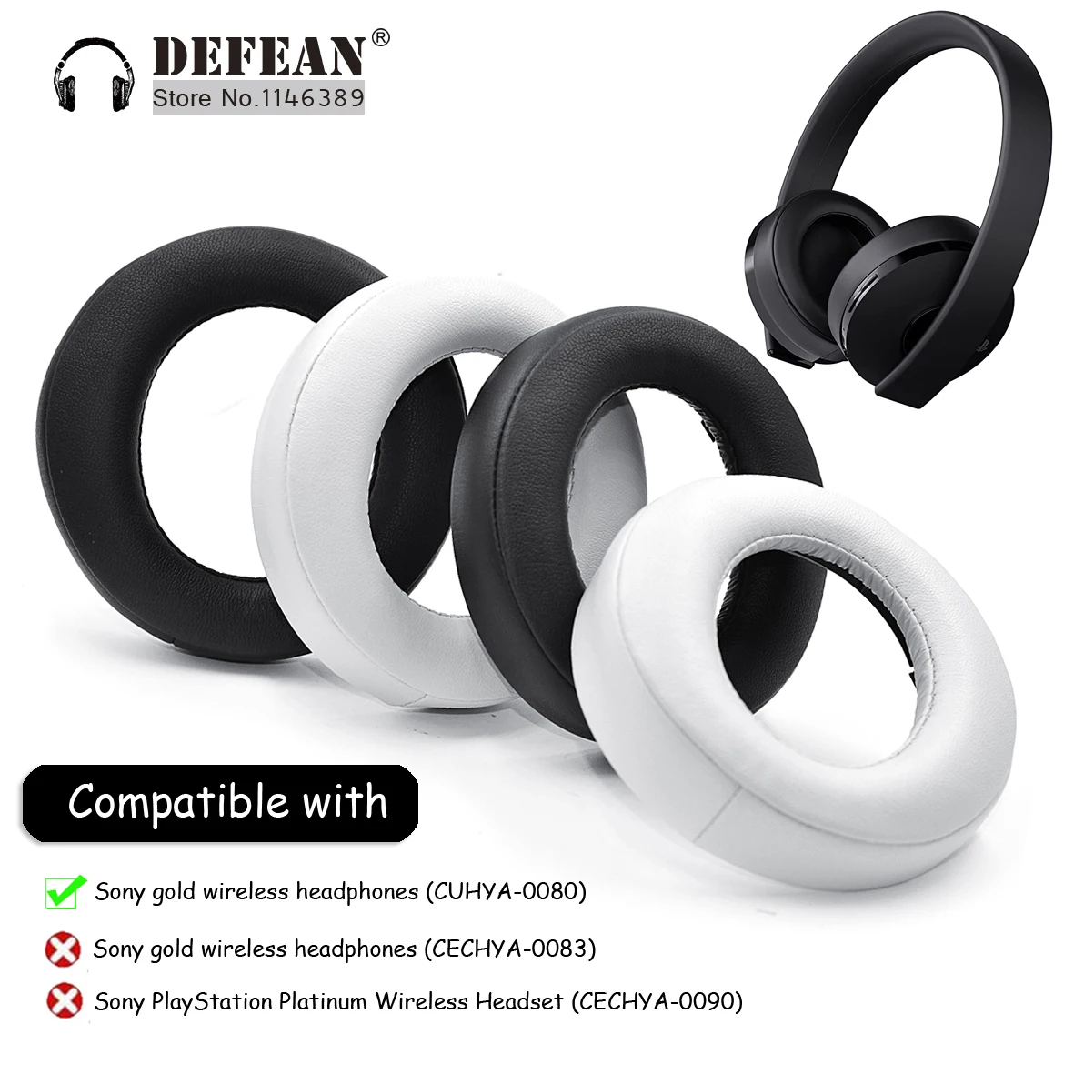 Replacement Ear pads cushion cover for Sony PlayStation Gold Wireless Headset Headphone CUHYA