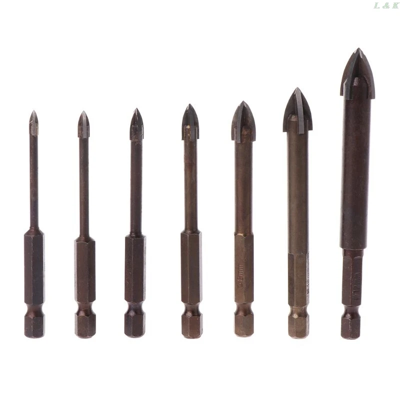 Tungsten Carbide Glass Drill Bit Set Alloy Carbide Point with 4 Cutting Edges Tile and Glass Cross Spear Head Drill Bits
