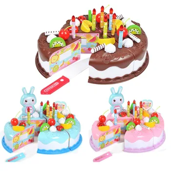 

37pcs Kitchen Toys Cake Food DIY Pretend Play Fruit Cutting Birthday Toys for Children Plastic Educational Baby kids Gift GYH