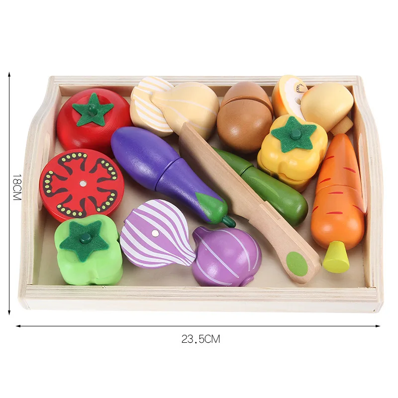 Children's magnetic fruit and vegetable tableware kitchen toy wooden fruit and vegetable combination simulation play house set