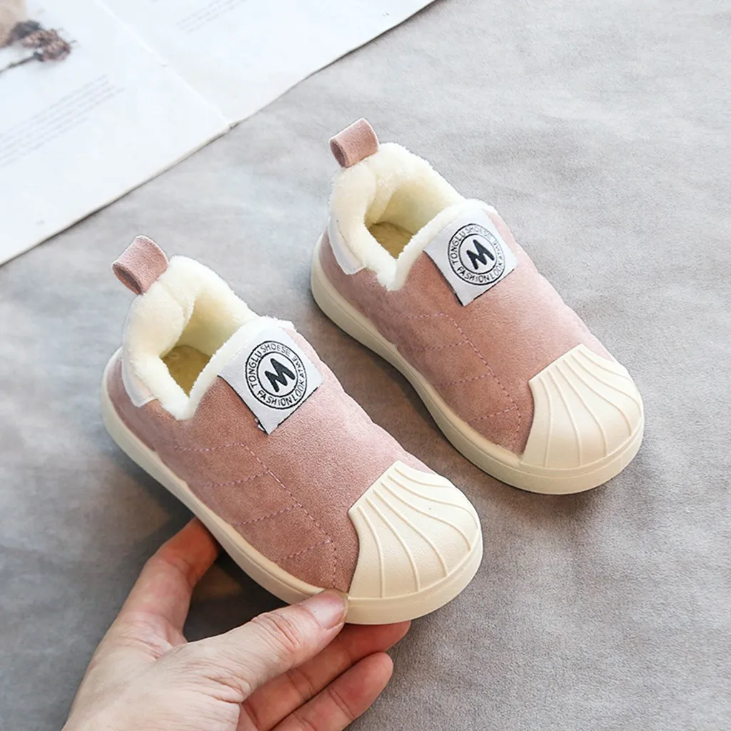 2019 Fashion Children Cotton Shoes Anti-slip Winter Warm Sewing Slip-on Kids Baby For Girls Boys Soft Flock Casaul | Детская одежда и