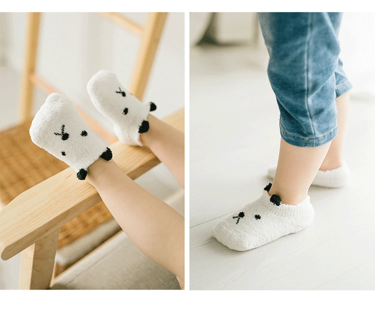 Нескользящие носки из кораллового флиса для малышей осенне-зимние носки теплые носки-тапочки для маленьких мальчиков и девочек Одежда для младенцев аксессуары, утепленные