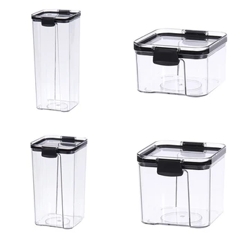 

3 Plastic Food Containers with Lids Locking Clips Stackable Airtight Pantry
