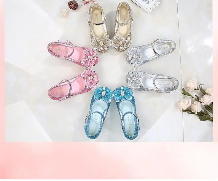 Детская обувь с блестками для маленьких девочек; свадебные детские сандалии для принцессы; туфли на высоком каблуке; вечерние туфли для девочек; Размеры 26-36