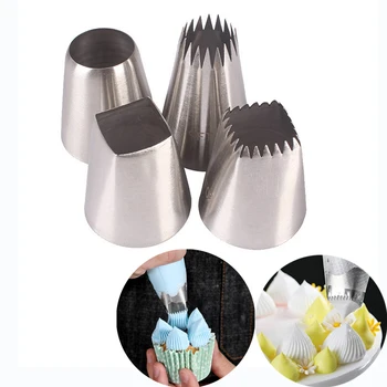 

4pcs Square Cake Design Cream Tips Pastry Nozzles Pastry Icing Piping Nozzles Bico De Confeitar Fondant Cake Decorating Tools