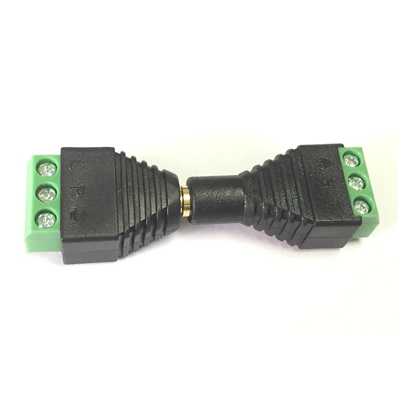 CCTV Phono Plug Jack 3 Poles 3.5mm Male  Female to 3 Pins AV Screw Balun Terminal Adapter 3 Pin 3.5mm AV Connector (2)