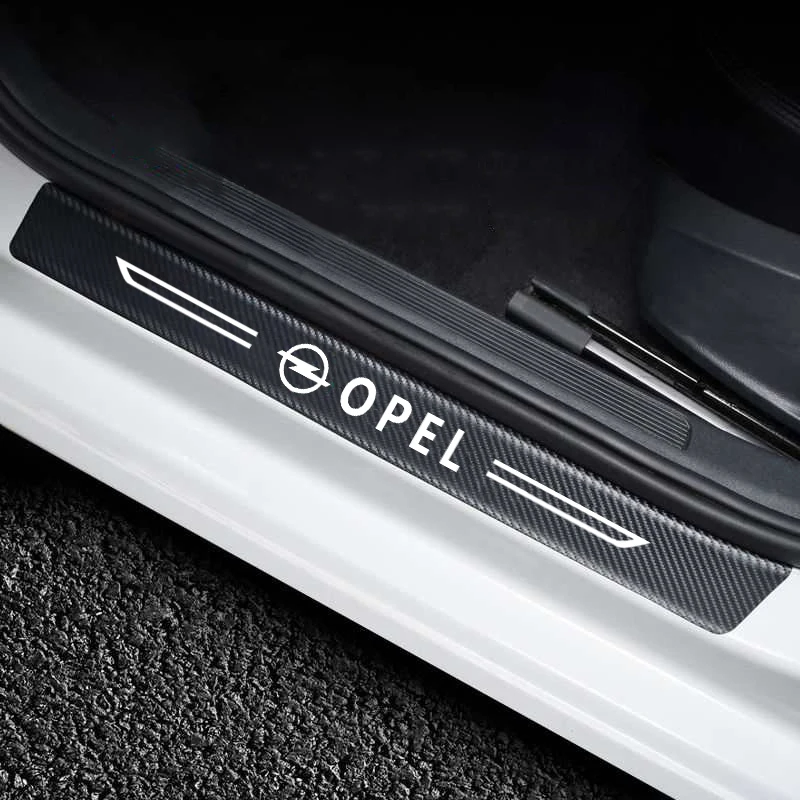

4Pcs Car Threshold Accessories For opel insignia astra j h g corsa d zafira b Carbon Fiber Leather Door Sill Sticker