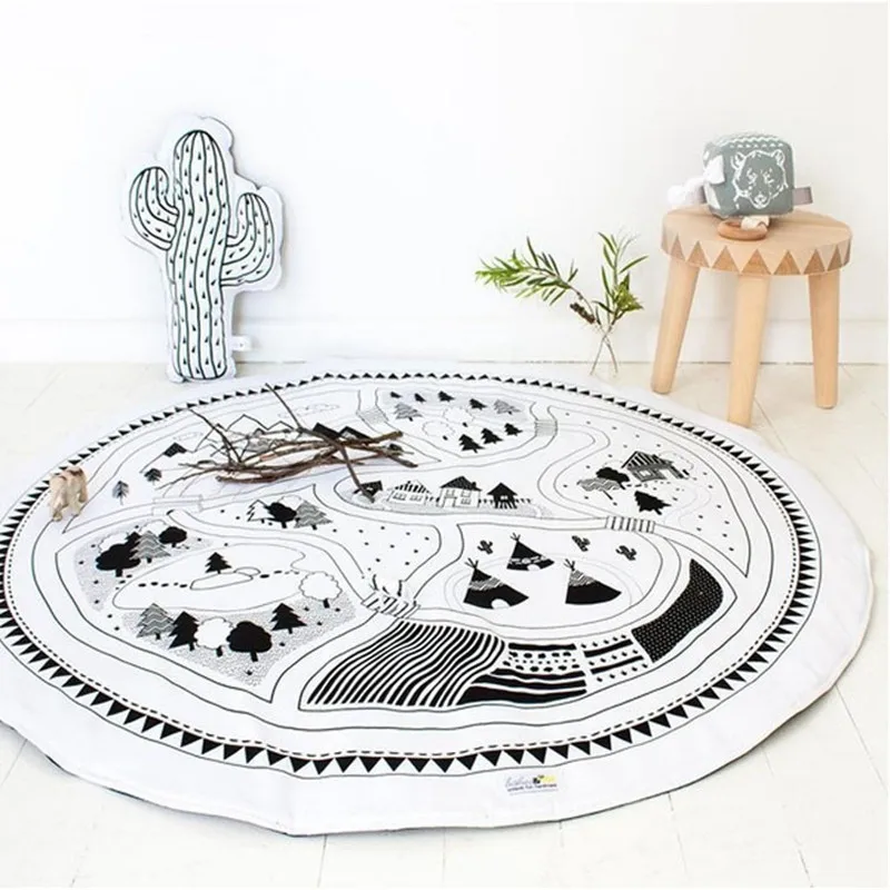 105CM Baby Play Mats Rugs Mat Carpet Kids Room Soft Cotton Children Crawling Round Floor Rug 2