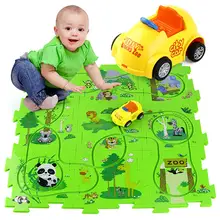 

Mini Car Running Cartoon Animal Track Mazerd Assembling Puzzles Maped Education Toy