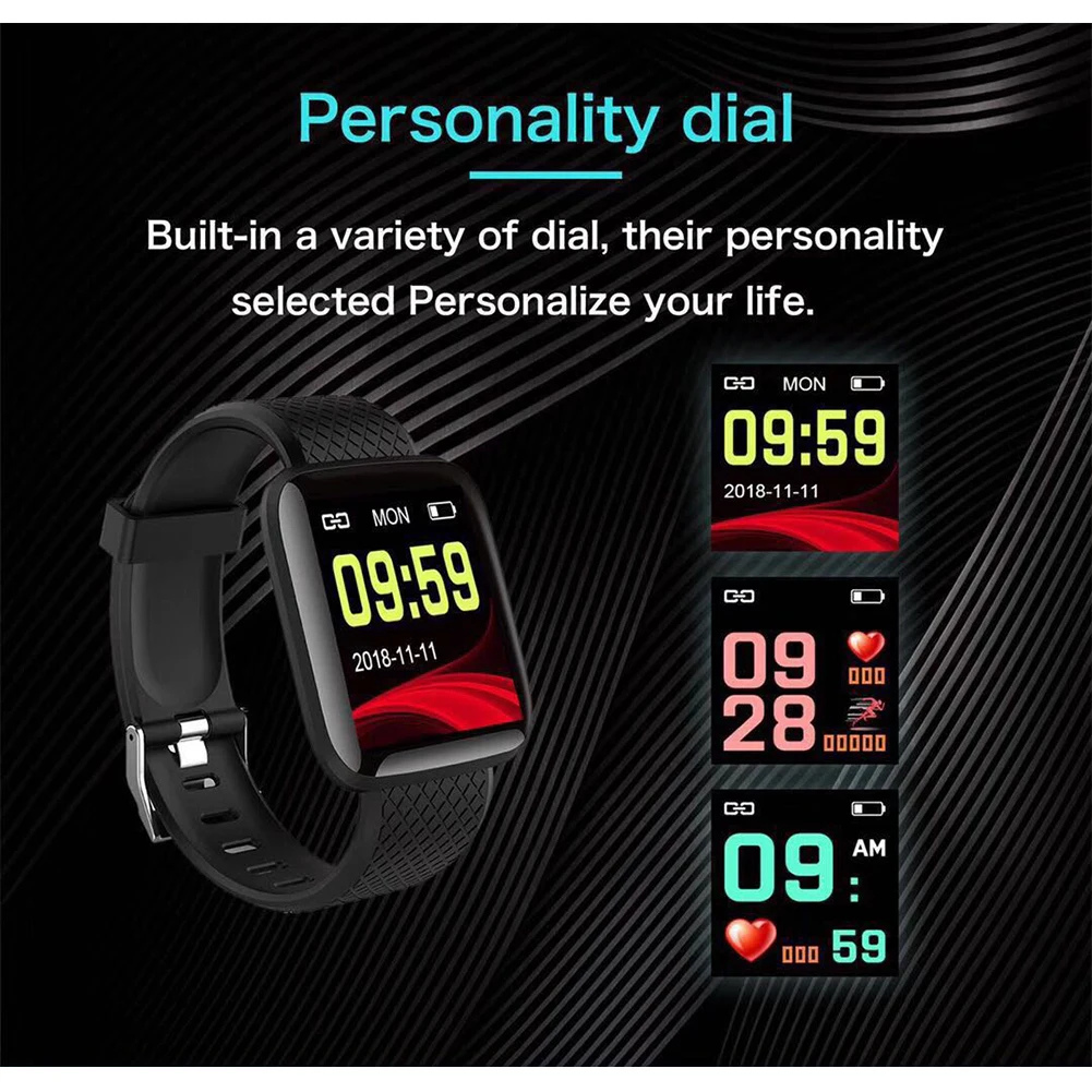 116 плюс динамический браслет модные часы Smart Watch сообщение пуш-ап спортивные кислорода водонепроницаемый трекер сна крови Давление красочные Экран