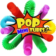 Mini Tubes Pop Fidget sensoriel pour enfants, 4 pièces, jouet pour soulager le Stress, autisme, tdah