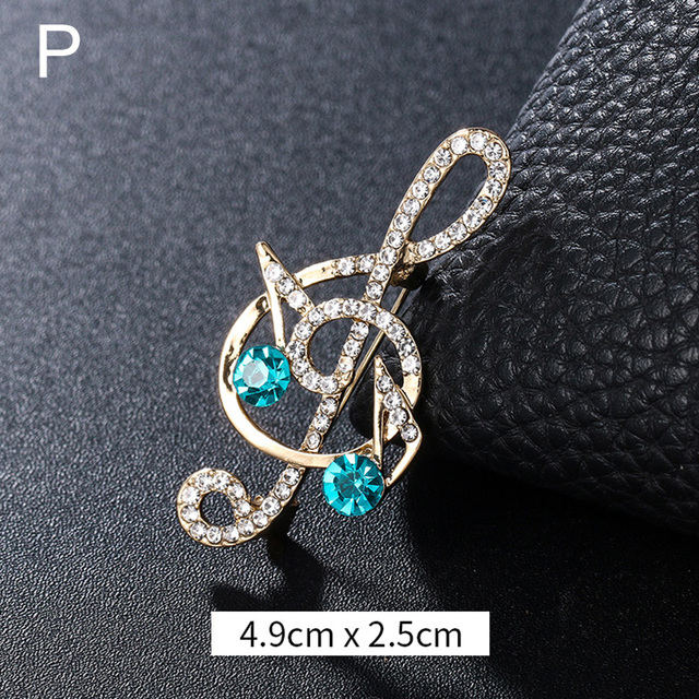 Elegant Musical Note Shape Brooches Fashion Luxurious Shiny Colorful Rhinestones Brooches Pins Clothes Accessories Gifts