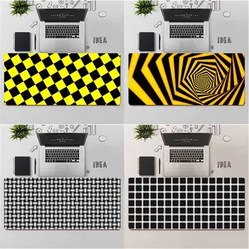 

FHNBLJ Top Quality Black white Yellow Grid Natural Rubber Gaming mousepad Desk Mat Free Shipping Large Mouse Pad Keyboards Mat