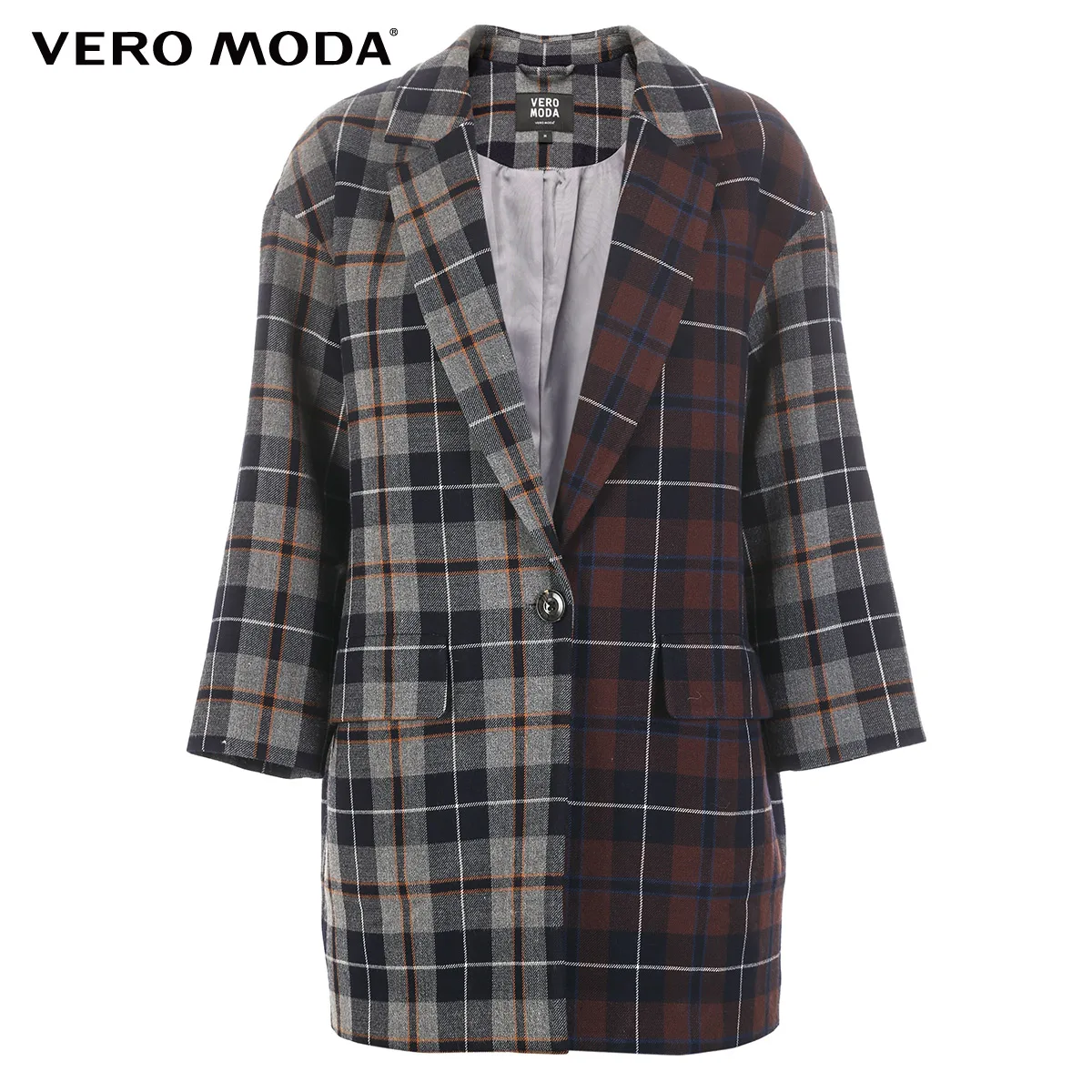 Vero Moda осенне зимний цветной блейзер в клетку с отложным воротником |