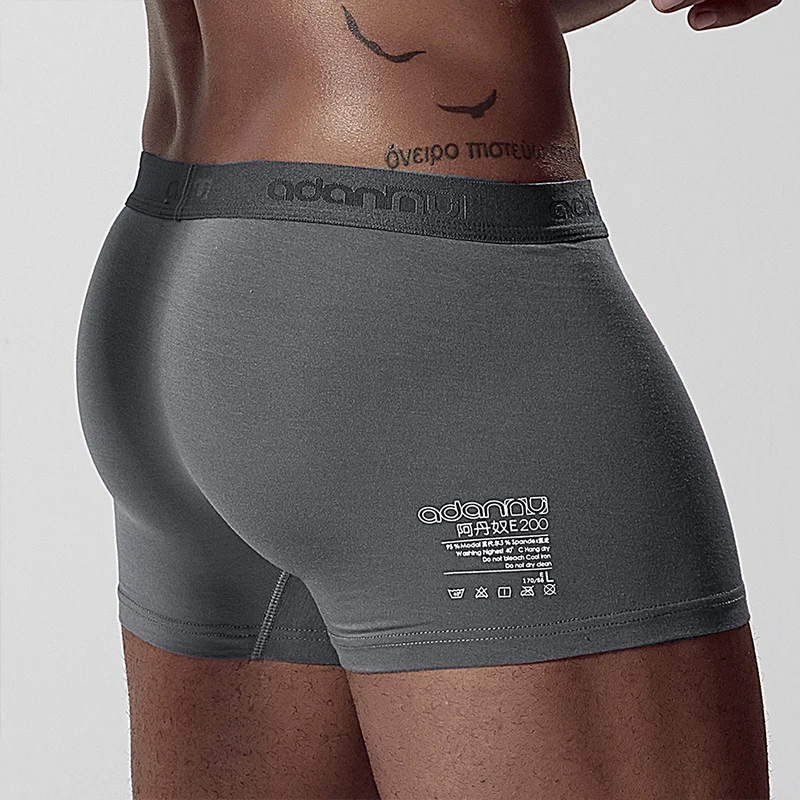 ADANNU Brand Men Underwear Boxer Modal Breathable Comfortable Underpants Male Panties Cueca Tanga Men Boxers Shorts Calzoncillo - Цвет: AD306-gray