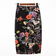 Женские элегантные юбки с цифровой печатью и высокой талией, офисные женские винтажные сексуальные юбки с цветочным принтом для работы
