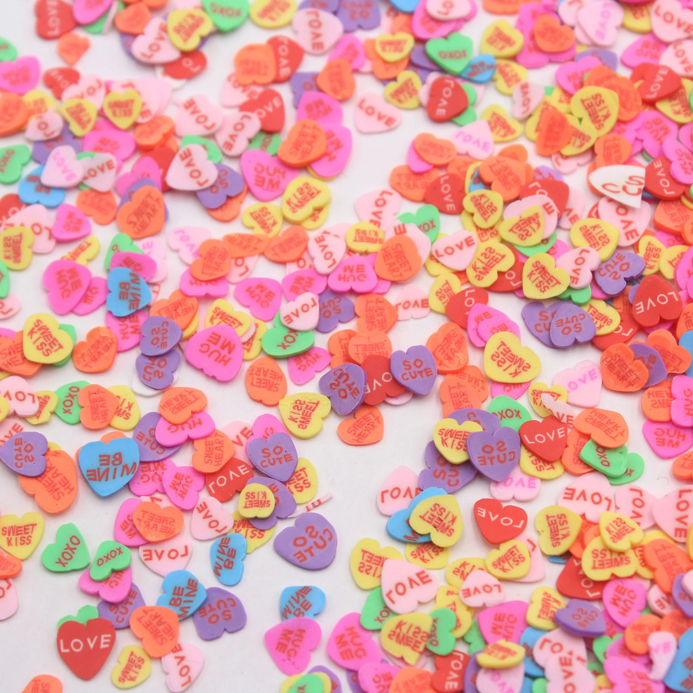 Valentine Mix Hearts Pink Red Fimo Pearl Beads Fake Clay Sprinkles Fun