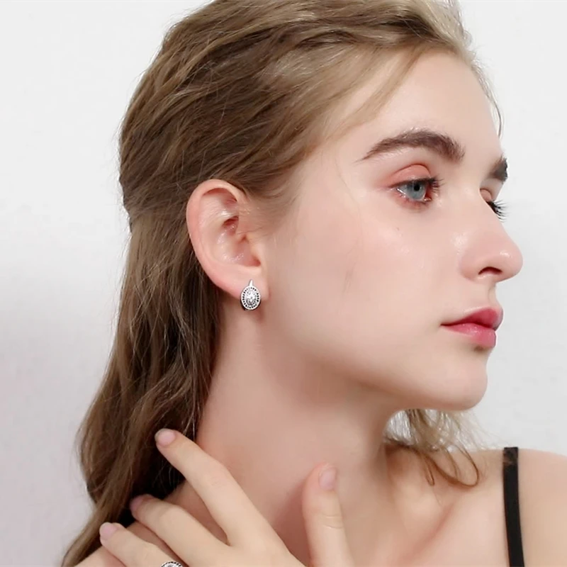 Black Awn Classic Silver Color Oval Black Trendy Spinel Engagement Hoop Earrings Women Jewelry Bijoux I149 Hoop Earrings Silver Earrings Silver Hoop Earrings Womens Earrings