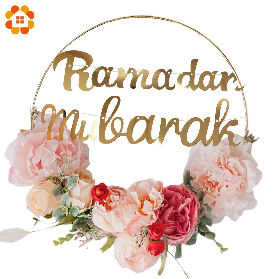 Corona de Metal con diseño de Decoración de Ramadán Eid para fiestas, guirnalda de flores para fiesta, Eid Mubarak, Ramadán, fiesta islámica, decoración de fiesta