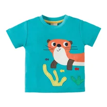 Летний Стиль, Европейский и американский стиль, брендовая детская трикотажная футболка с короткими рукавами и низкой талией, Детская футболка из чистого хлопка