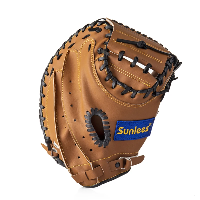 Catcher Training Baseball Gloves Genuine Leather Protector Guanted Kid