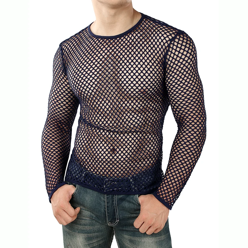 Long Sleeve Transparent Tee Shirt Homme 