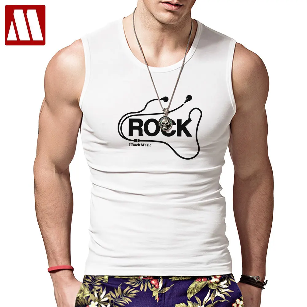 

New Rock Style Prinetd Bodybuilding Fitness Stringer Men Tank Top Hipster Headset Man Cotton Wear Vest Undershirt Tank Tops