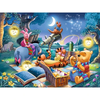 

Winnie the Pooh Painting MoonWall Art DIY Diamond Cross Stitch Round Picture 5d Embroidery Mosaic Handmade Home Decoration Gifts