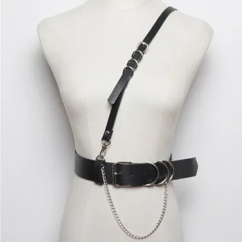 

TVVOVVIN 2020 Strap Belt Integrated Pu Leather Girdle Female Punk Wind Wild T-shirt Accessories Wide Belt Female PC213