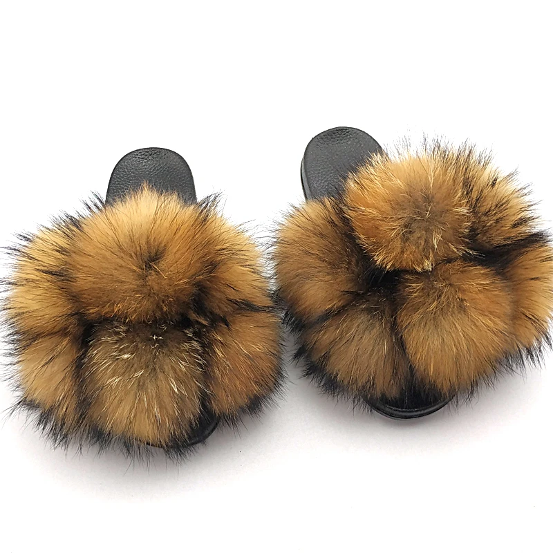 Fur Slippers House-Shoes Slides Real-Fur Wholesale Summer Women Home