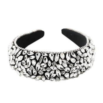 

Sponge Hair Band European and American Baroque Full Diamond Geometric Luxury Palace Headband Prom Hair Accessories Thick Hair Ba