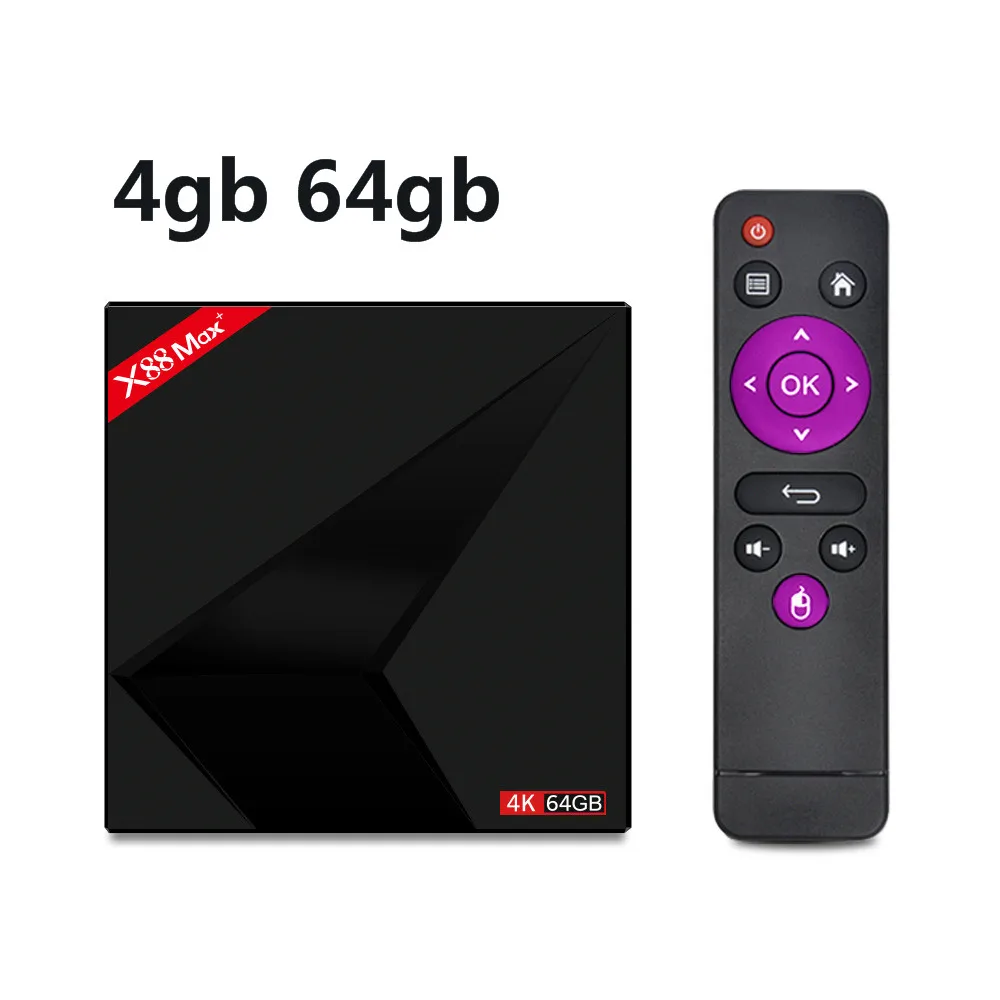 4gb 64gb ТВ-приставка X88 MAX PLUS Android 9,0 4 Гб ОЗУ 64 Гб ПЗУ четырехъядерный процессор Rockchip RK3318 64 бит 2,4 г/5 ГГц двойной WiFi 4K Google Play Store ТВ-приставка - Цвет: 4gb 64gb