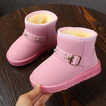 

Girls boots 2019 new children boots baby girl Martin boots kids plus velvet waterproof snow cotton boots