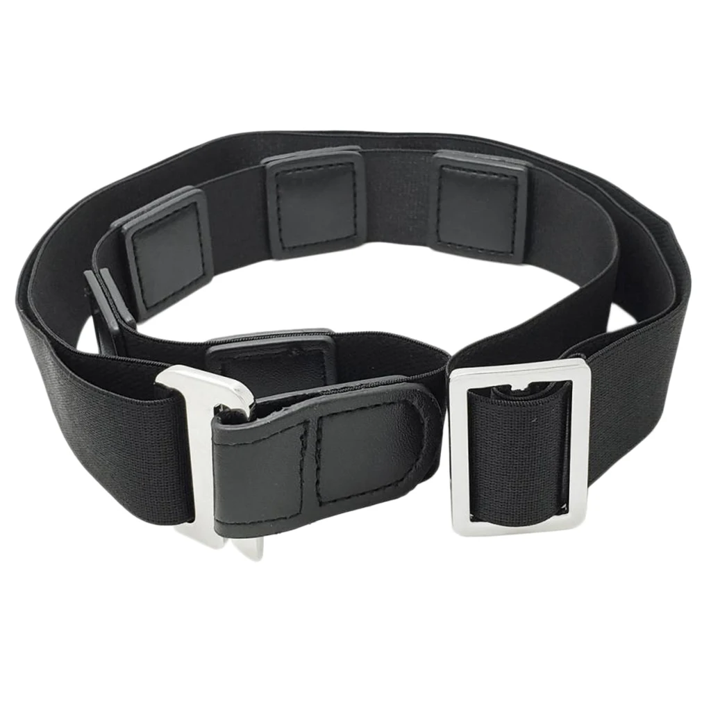 Non-Slip Shirt Belt with Adjustable Buckle Stay Shirt for Women Man Black
