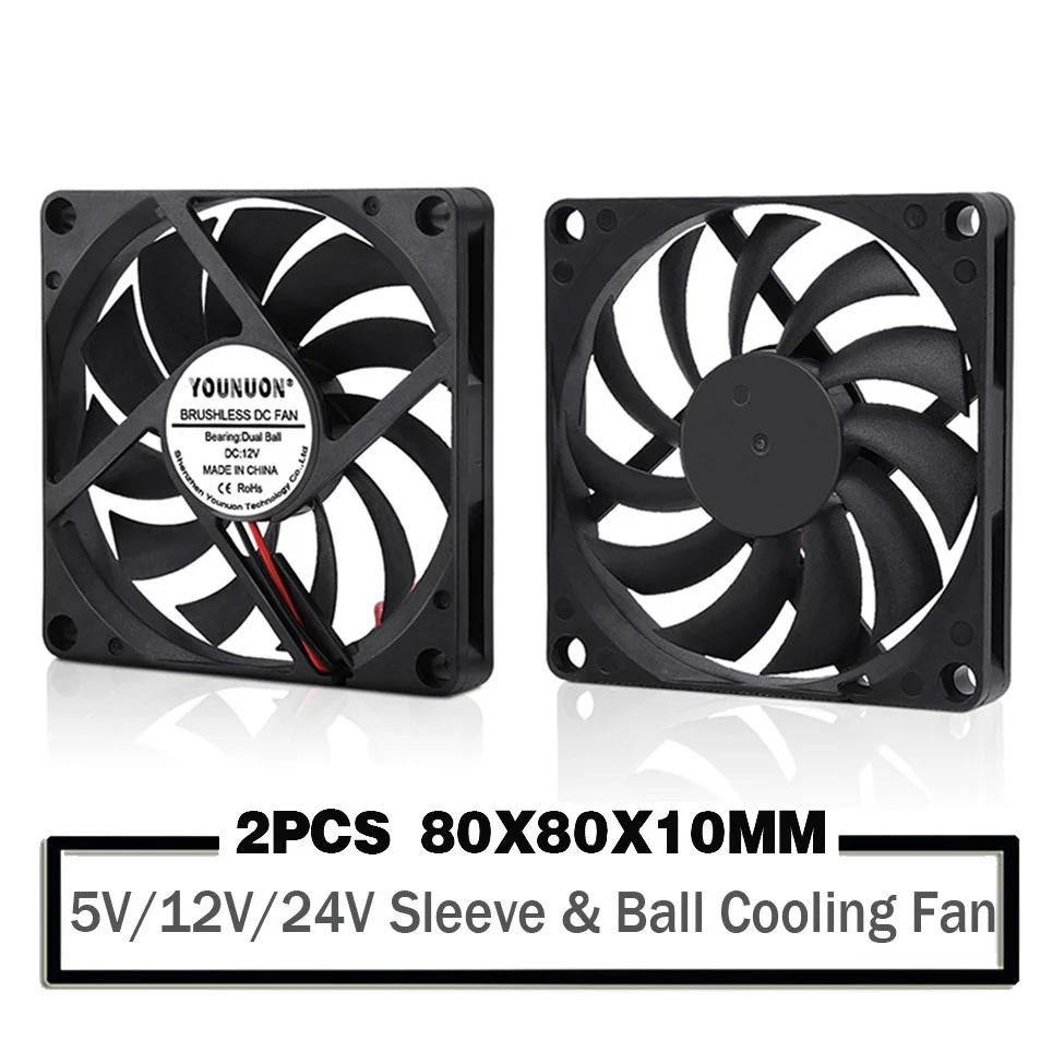Youuon-ventilador para Computador Peças 80 mm 5v Usb 80x80x10 mm 8cm 5v 12v 24v 8010 Pinos Pinos dc Cooler sem Escova pc