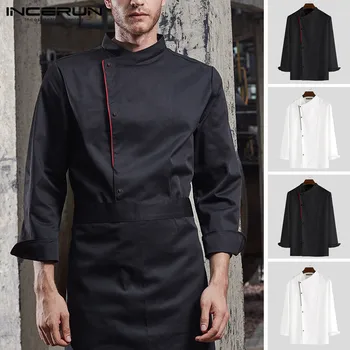 

INCERUN Men Long Sleeve Chef Clothing Men&Women Kitchen Wear Button Down Shirts Food Service Cooking Clothes Breathable Jackets