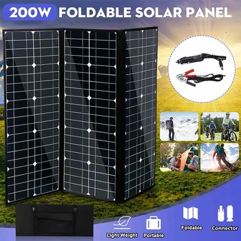 

200W 18V Foldable Solar Panel Flexible Mono Monocrystalline 5V USB 12V DC 12V For Camping/Boat/RV/Travel/Home/Car With 10/20/30A