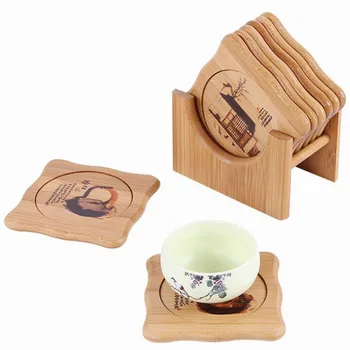 

6Pcs/Set Creative Bamboo Tea Coaster Anti-skid Tea Ceremony Heat Insulation Mat Pads Glass Cup Tableware Tray Holder Table Decor