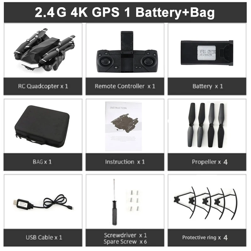 2.4G 4K GPS 1B Bag C53 gps Дрон 5G Wi-Fi 400 м передача изображения FPV 4K камера Дрон Профессиональный gps позиционирование без потери Квадрокоптер складной Дрон - Цвет: 2.4G 4K GPS 1B Bag