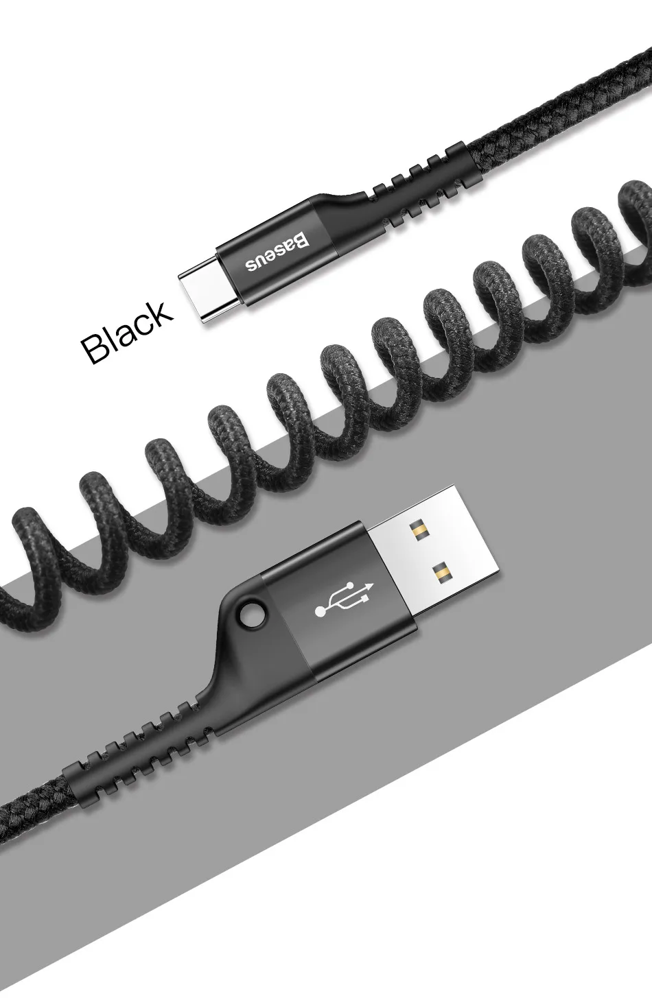 Baseus Весна USB Type C кабель гибкий эластичный стрейч кабель синхронизации данных и зарядки для samsung Xiaomi для iPhone кабель мобильного телефона