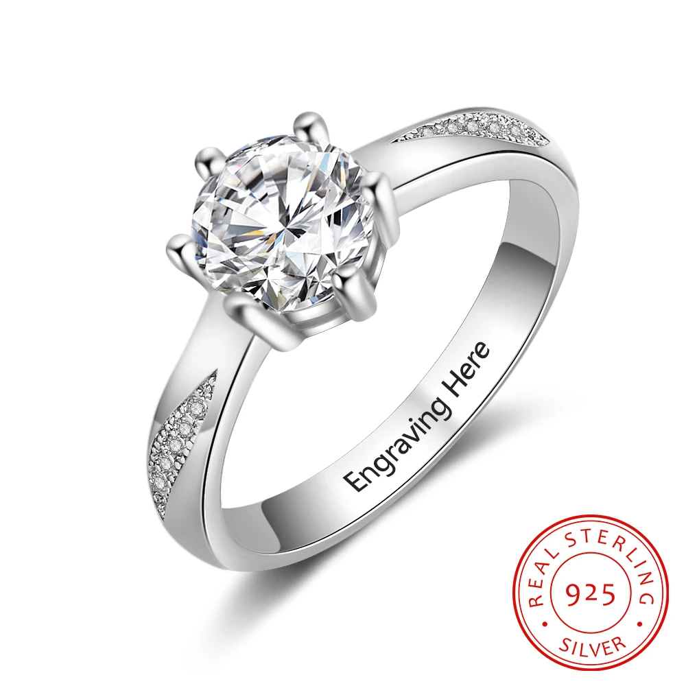 PersonalizedEngagementRings925SterlingSilverCubicZirconiaRings