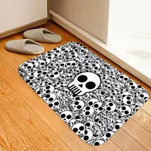 Хэллоуин Нескользящая подложка черный и белый коврик с изображением черепа домашняя отделка кухни гостиная Хэллоуин Череп Площадь Ковер флисовый коврик