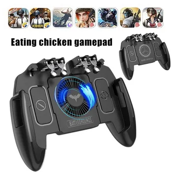

Six Finger Mobile Game Controller Gamepad Aim Button L1R1 Joystick For IPhone Android with Cooler Cooling Fan