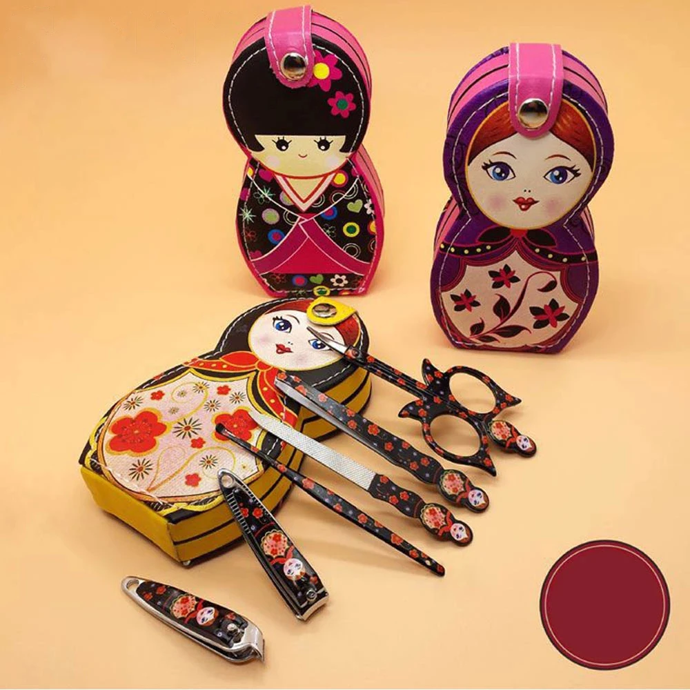 6pc/Set Manicure Nail Scissors Russian Doll Pedicure Nail Tool Travel Kit Clipper Nail Tip Cutter Care Clipper Grooming Portable